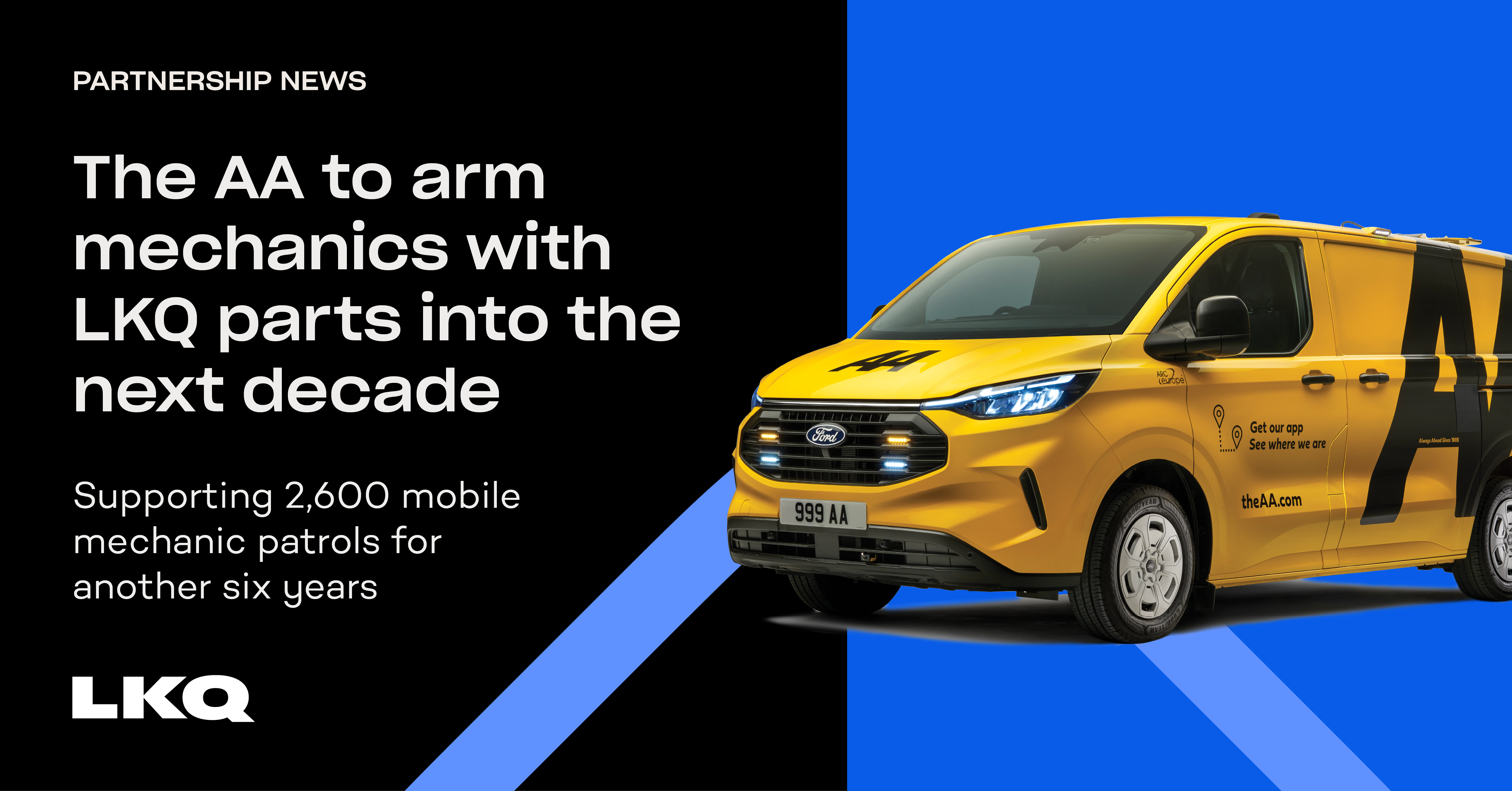 The AA to arm mechanics with LKQ Parts with AA van