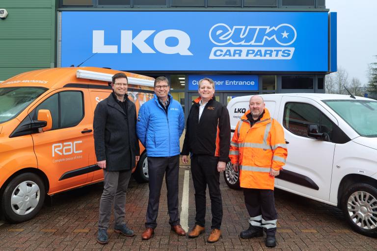 LKQ Euro Car Parts team with RAC in front of branch
