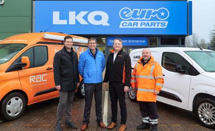 LKQ Euro Car Parts team with RAC in front of branch